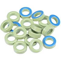 sourcing map 17 anillos de ferrita de 12-2 x 20-5 x 6-5 mm- núcleos toroides- color verde claro y azul
